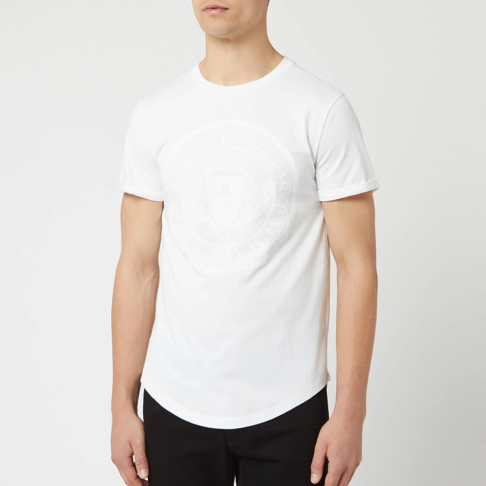 Balmain Men's Flocked Coin T-Shirt - Blanc Image 1
