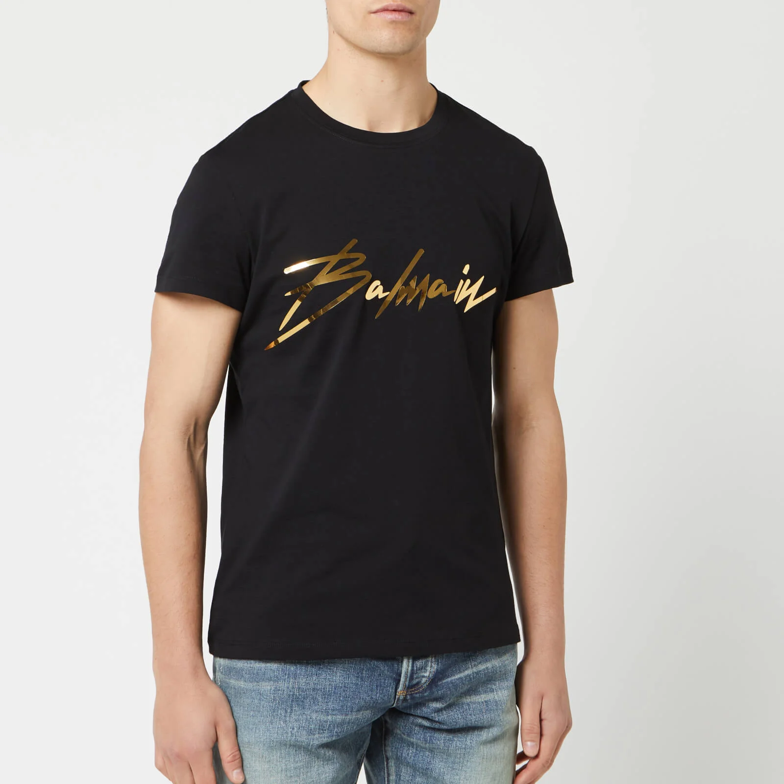 Balmain Men's Signature T-Shirt - Noir/Or Image 1