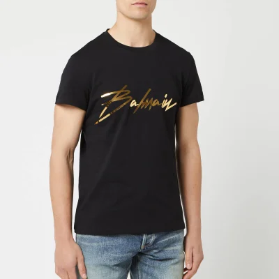 Balmain Men's Signature T-Shirt - Noir/Or