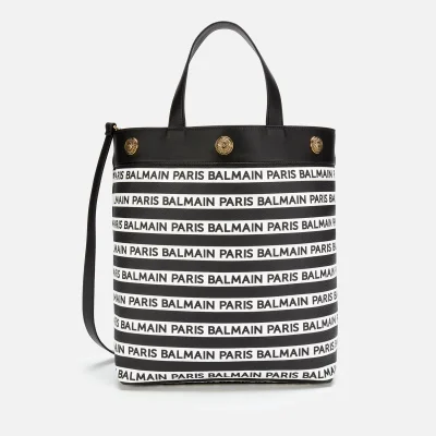 Balmain Women's Canvas Logo Shopper Bag - Black/White