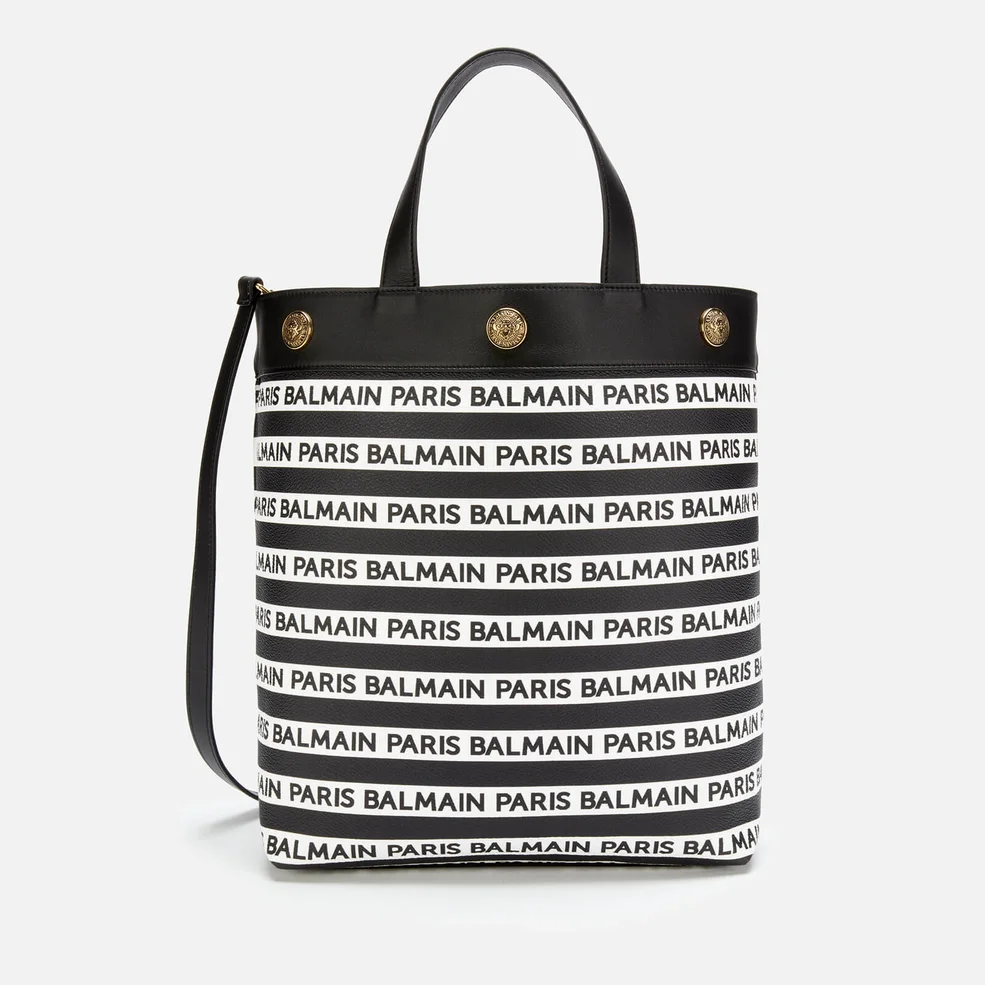 Balmain Women's Canvas Logo Shopper Bag - Black/White Image 1