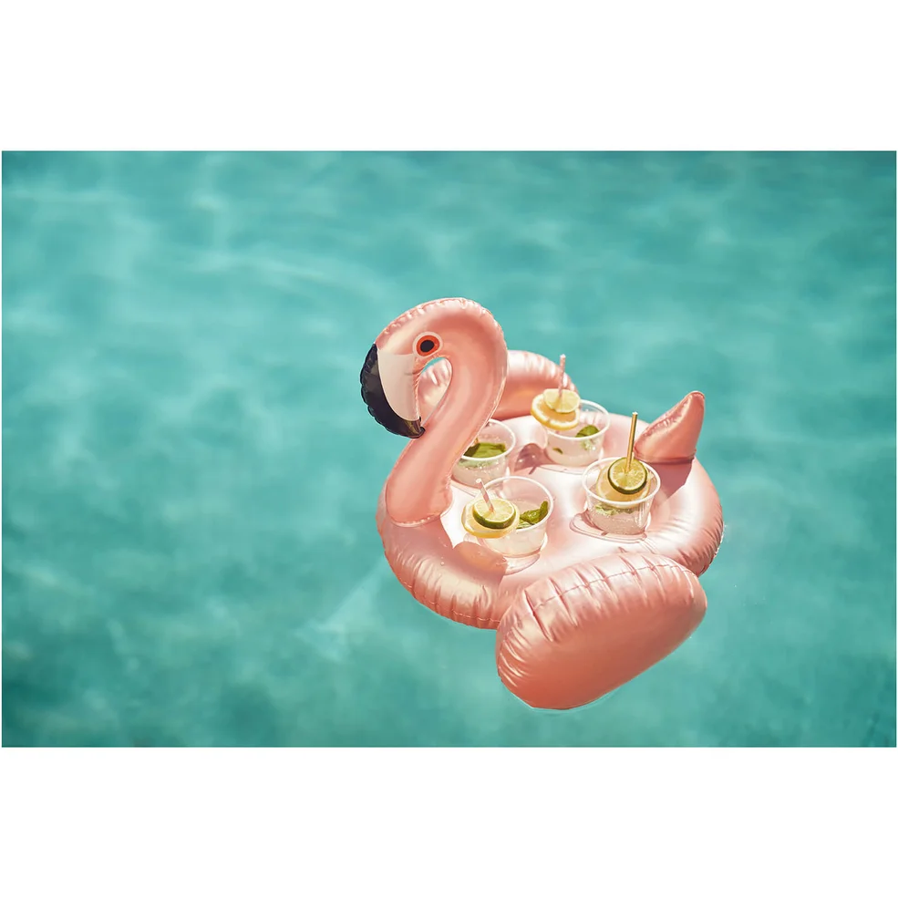 Sunnylife Inflatable Flamingo Family Drink Holder - Rose Gold Image 1
