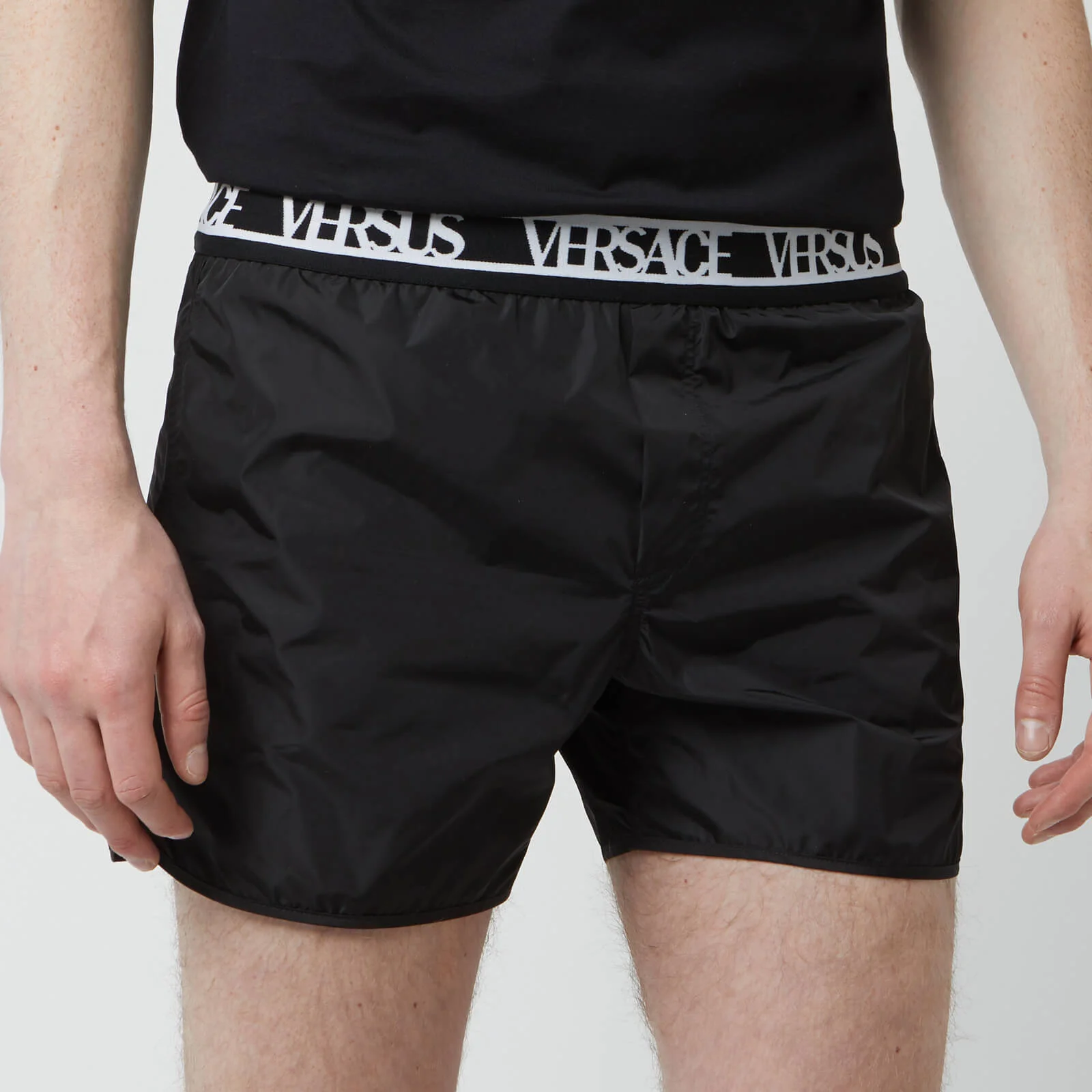 Versus Versace Men's Waist Logo Swim Shorts - Black Image 1