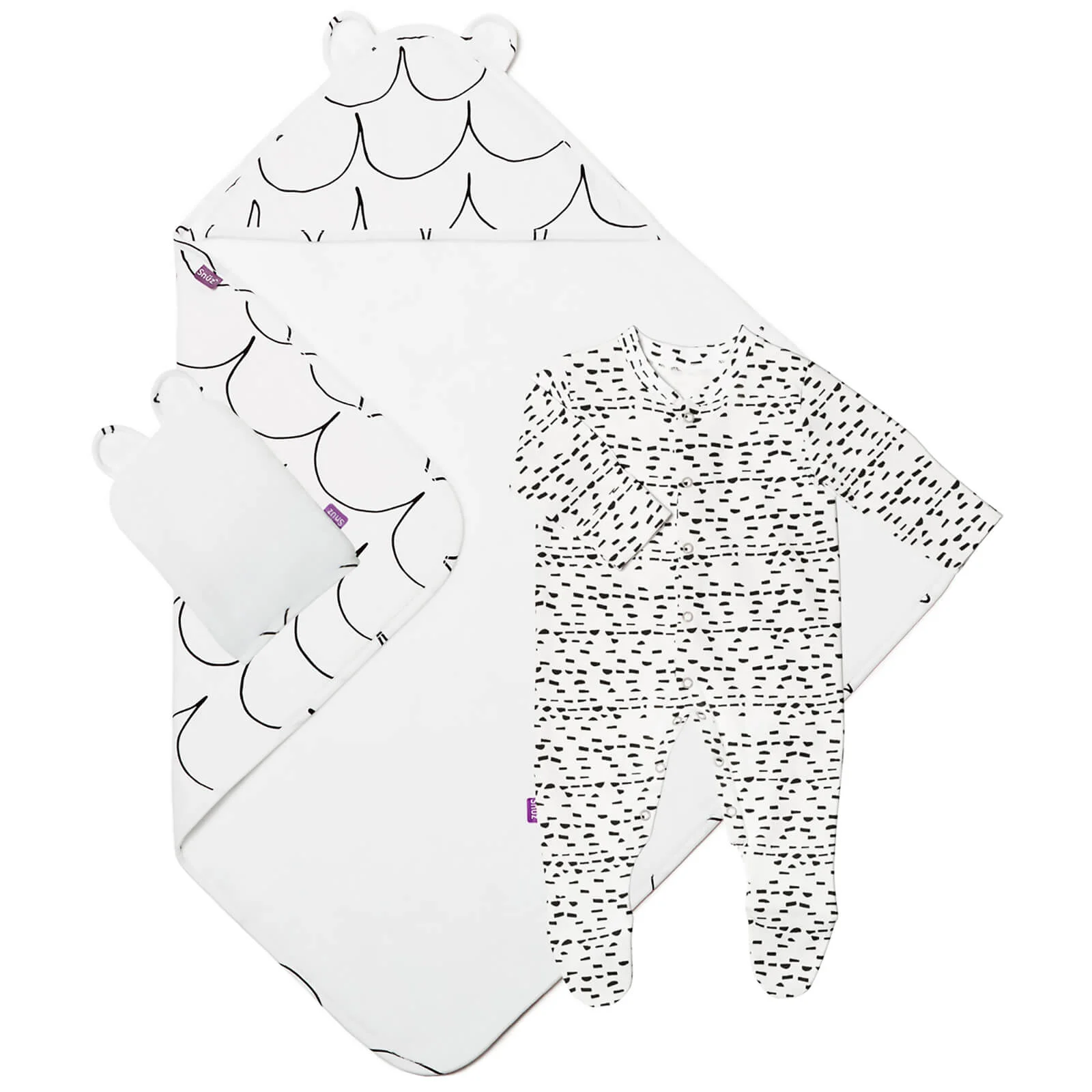 Snüz Baby Bath and Bed Gift Set - Wave Mono Image 1