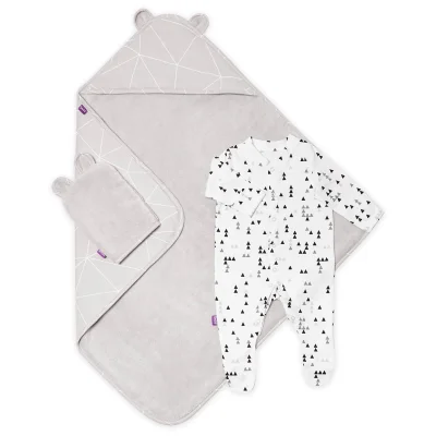 Snüz Baby Bath and Bed Gift Set - Geo Mono