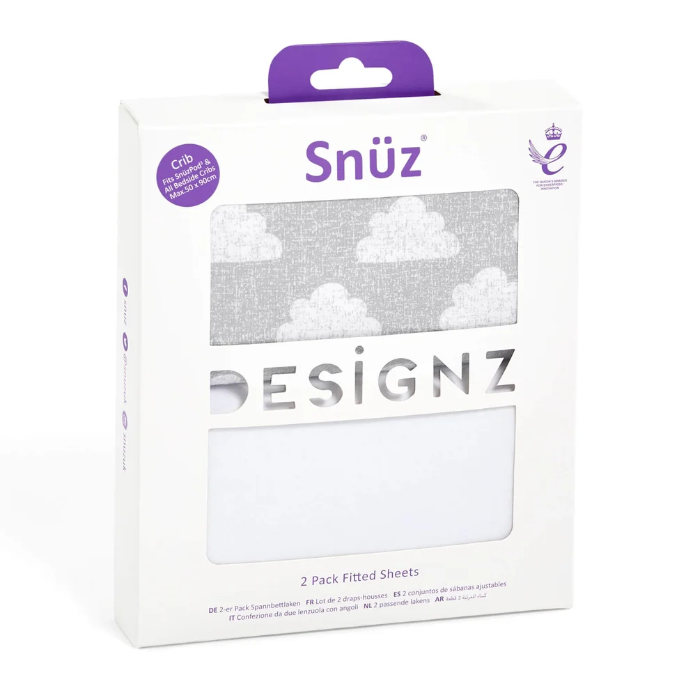 Snüz Bedside Crib 2 Pack Fitted Sheets - Cloud Nine Image 1