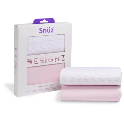 Snüz Bedside Crib 2 Pack Fitted Sheets - Wave Rose