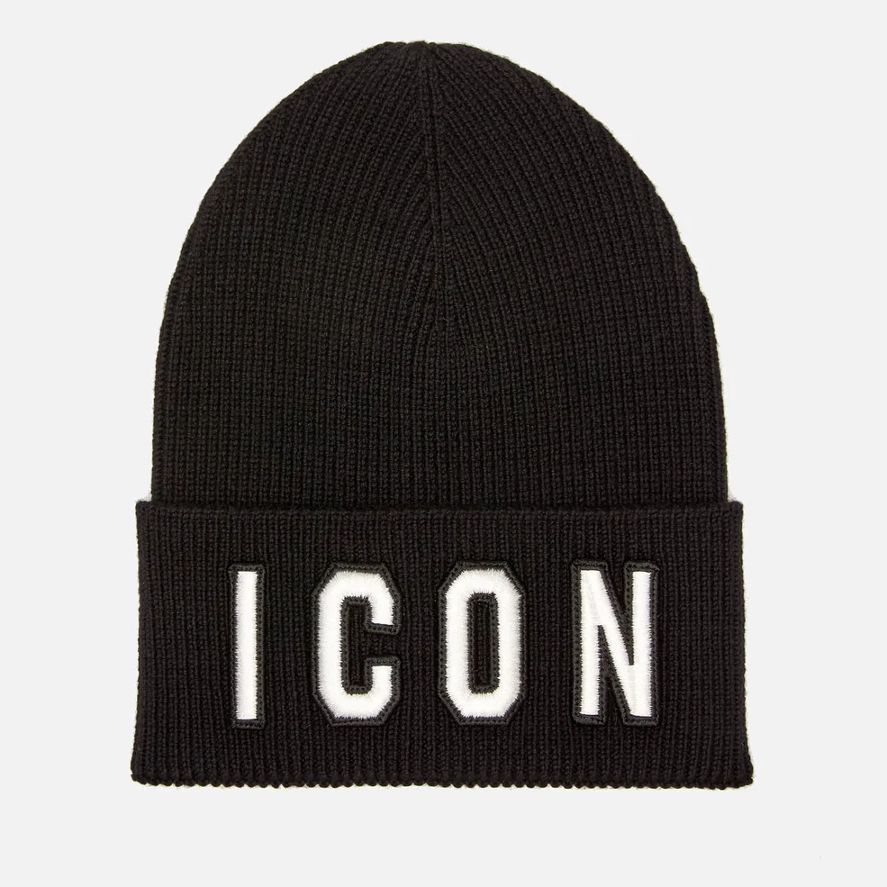 Dsquared2 Men's Icon Knit Hat - Black/White Image 1