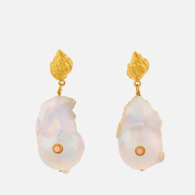 Anni Lu Women's Baroque Pearl Shell Earrings - Coral