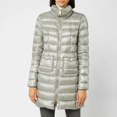 Herno Women's Maria Iconic Long Quilted Fitted Coat - Inox