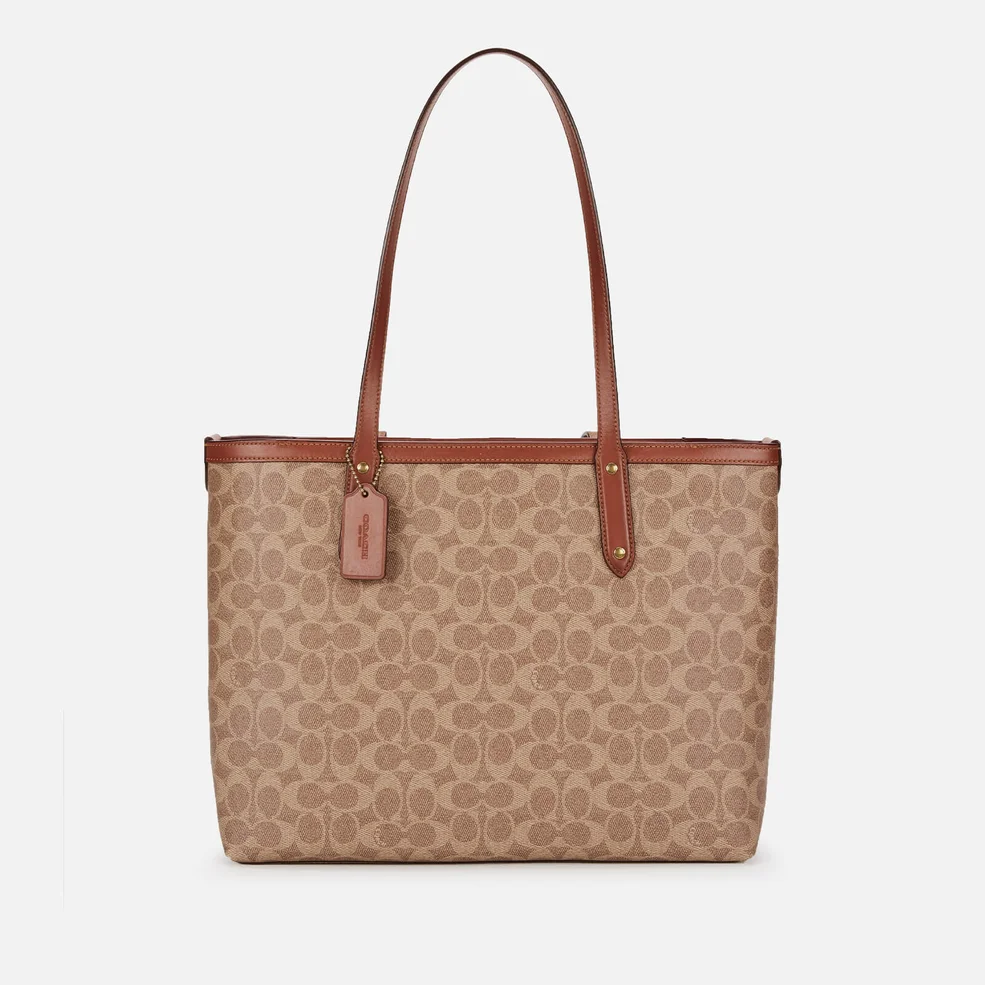 Coach Women's Coated Canvas Signature Central Tote Bag - Tan Rust Image 1