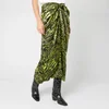 Ganni Women's Silk Stretch Satin Skirt - Lime Tiger - Image 1