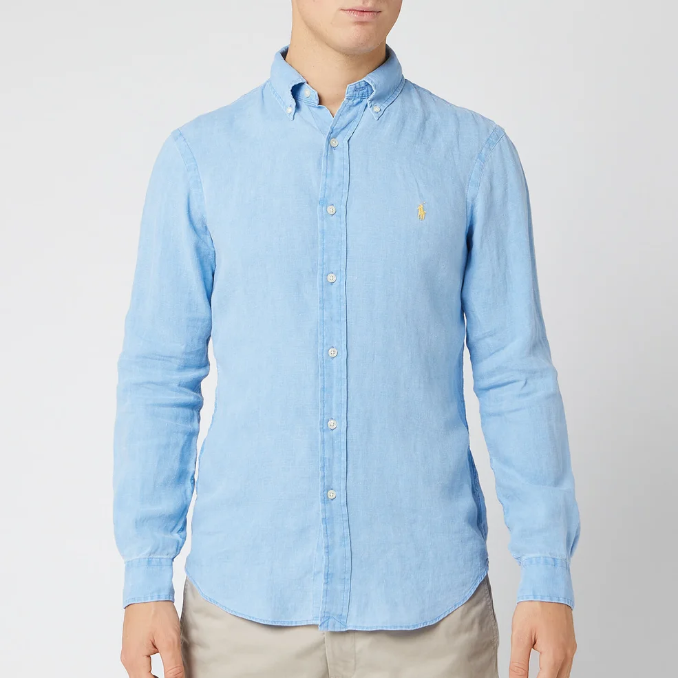Polo Ralph Lauren Men's Slim Fit Linen Shirt - Riviera Blue Image 1