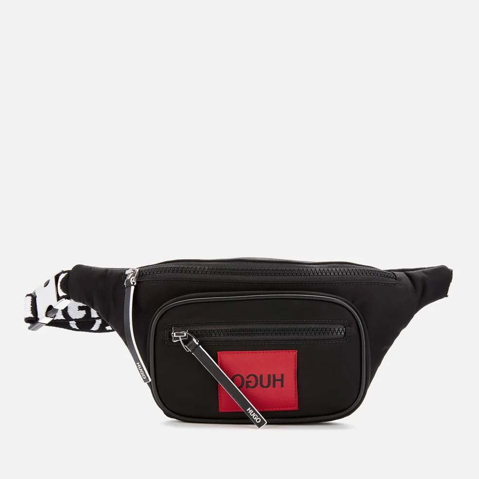 HUGO Men's Record Patch and Strap Logo Bumbag - Black/Red Patch Image 1