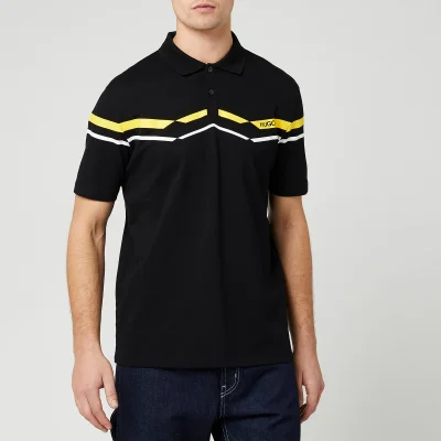HUGO Men's Dapporo Chevron Chest Logo Polo Shirt - Black/Yellow