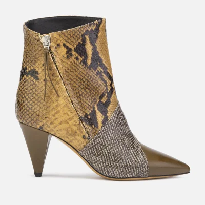 Isabel Marant Women's Latts Exotic Patchwork Ankle Boots - Taupe/Camel