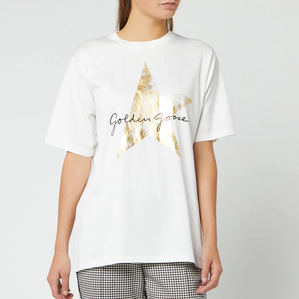 Golden Goose Women's Hoshi T-Shirt - White/Golden Star Image 1