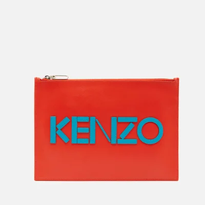 KENZO Women's Leather Kenzo Logo A4 Pouch - Red