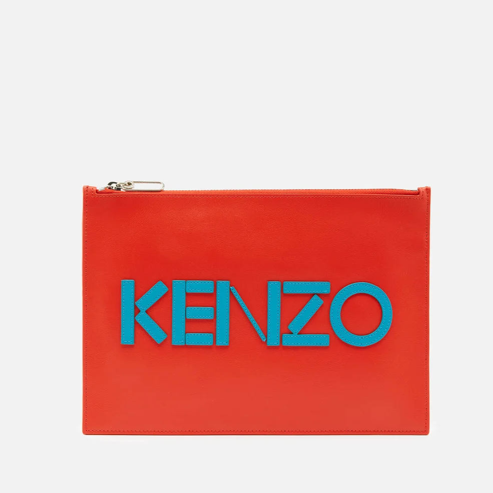KENZO Women's Leather Kenzo Logo A4 Pouch - Red Image 1