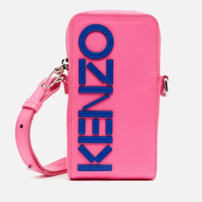 KENZO Women's Leather KENZO Logo Phone Case On Strap - Pink