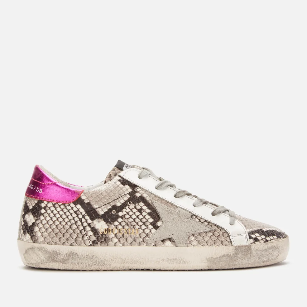Golden Goose Women's Superstar Leather Trainers - Natural Snake Print/Ice Star Image 1