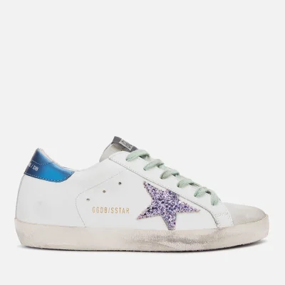 Golden Goose Women's Superstar Leather Trainers - White Blue/Pink Glitter