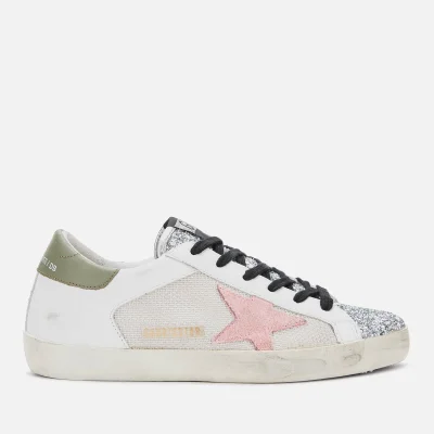 Golden Goose Women's Superstar Leather Trainers - White Grey Cord/Silver Glitter