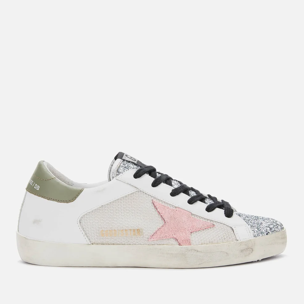 Golden Goose Women's Superstar Leather Trainers - White Grey Cord/Silver Glitter Image 1