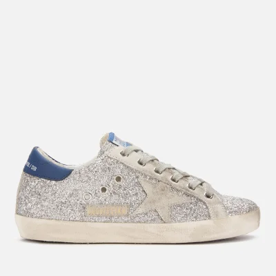 Golden Goose Women's Superstar Leather Trainers - Silver Glitter Blue/Ice Star