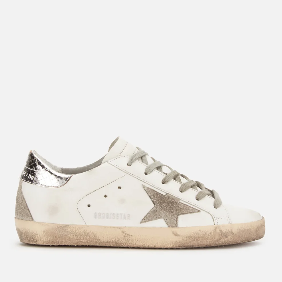 Golden Goose Women's Superstar Leather Trainers - White/Silver Print Image 1