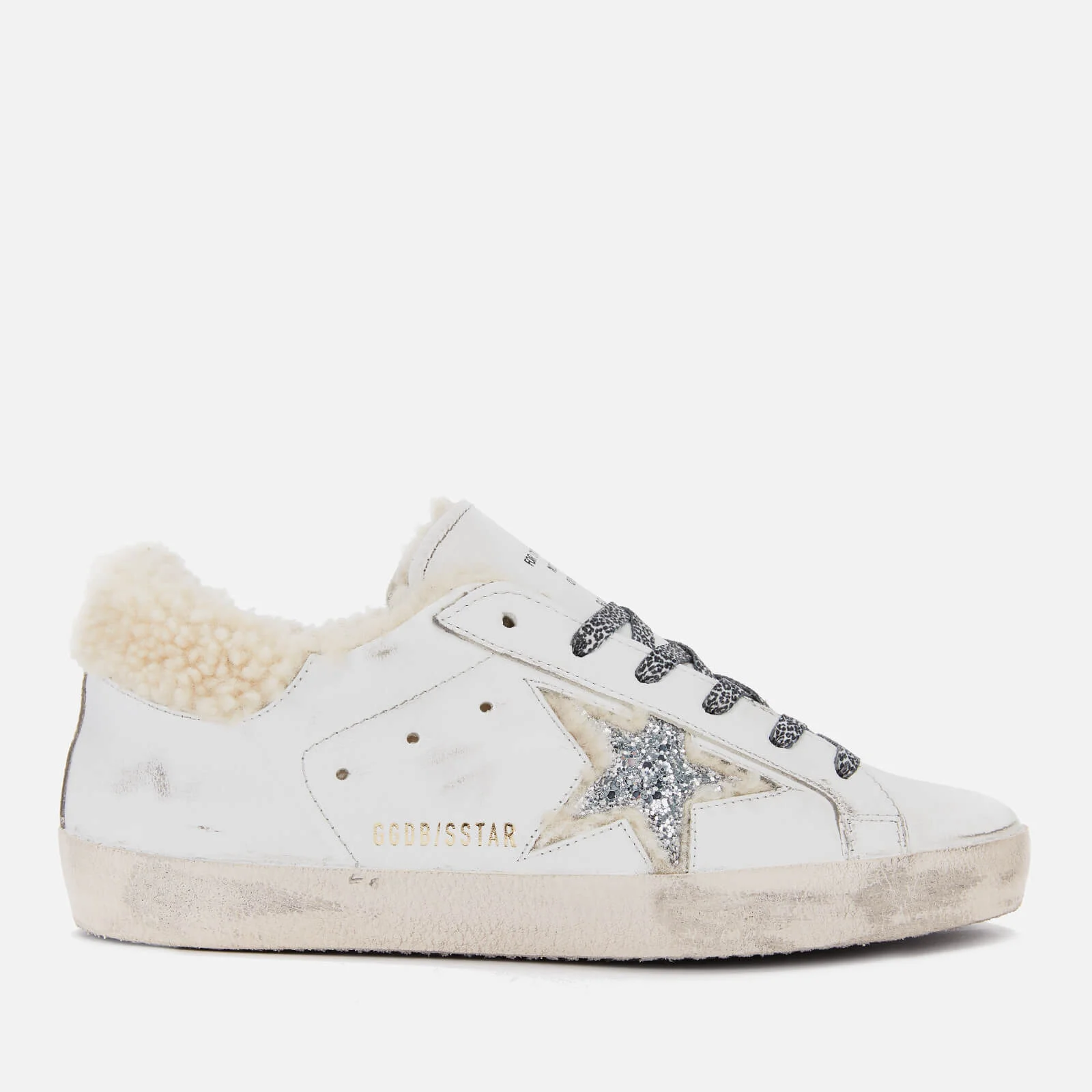 Golden Goose Women's Superstar Leather Trainers - White Shearling/Silver Glitter Star Image 1