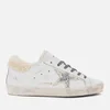 Golden Goose Women's Superstar Leather Trainers - White Shearling/Silver Glitter Star - Image 1