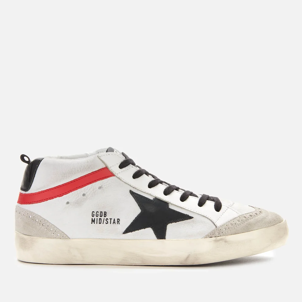 Golden Goose Men's Mid Star Leather Trainers - Ice/Black Star Image 1