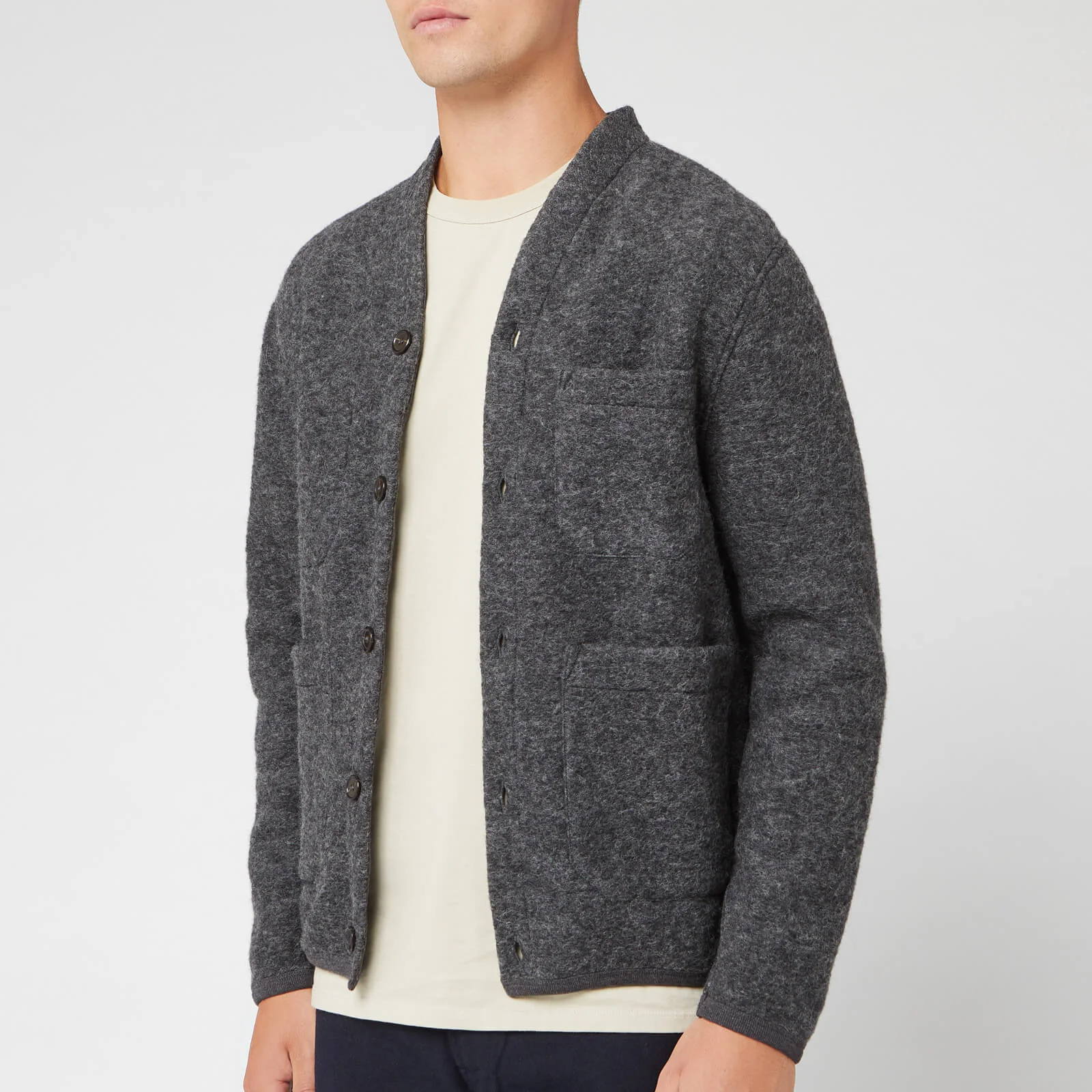 Universal Works Men's Wool Fleece Cardigan - Charcoal Image 1