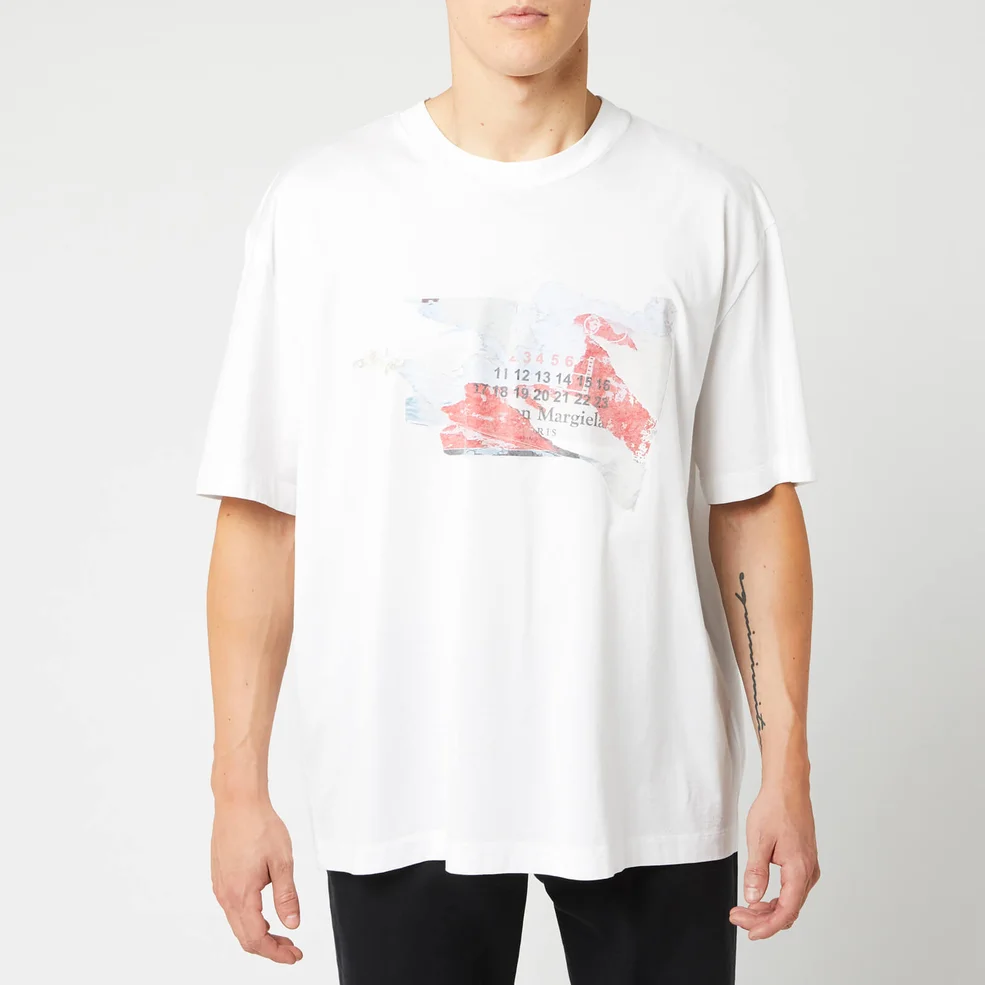 Maison Margiela Men's Oversize Rip Print T-Shirt - White Image 1