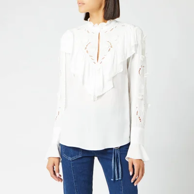 See By Chloé Women's Frill Detail High Neck Blouse - White