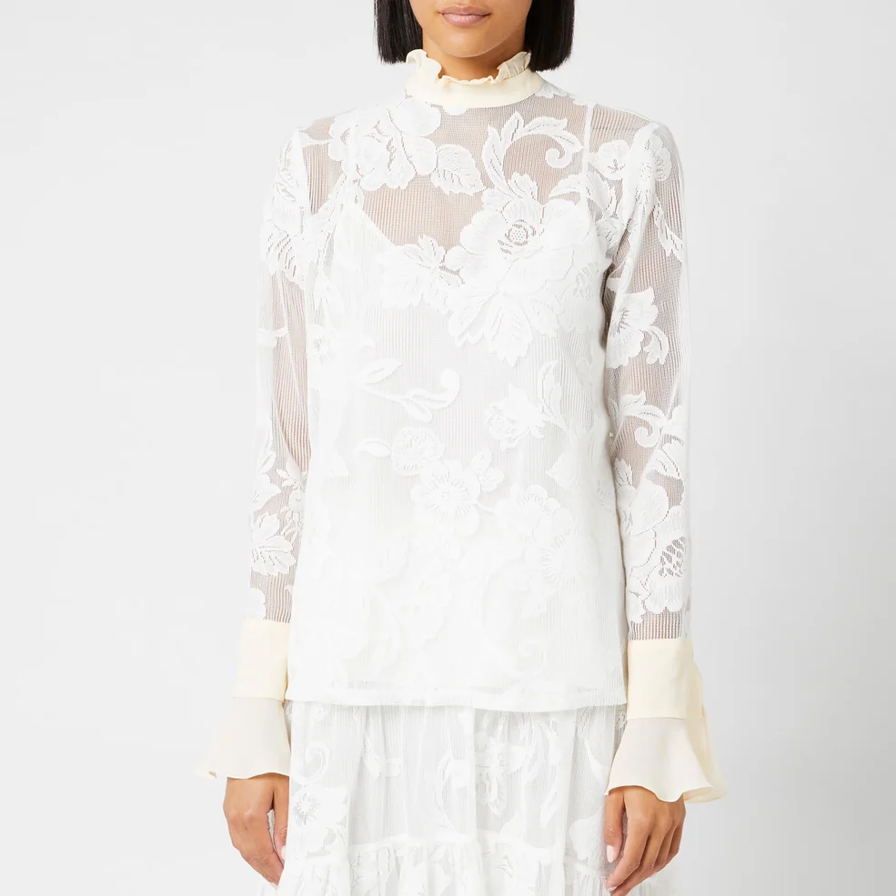 See By Chloé Women's Floral Detail Sheer Blouse - Iconic Milk Image 1