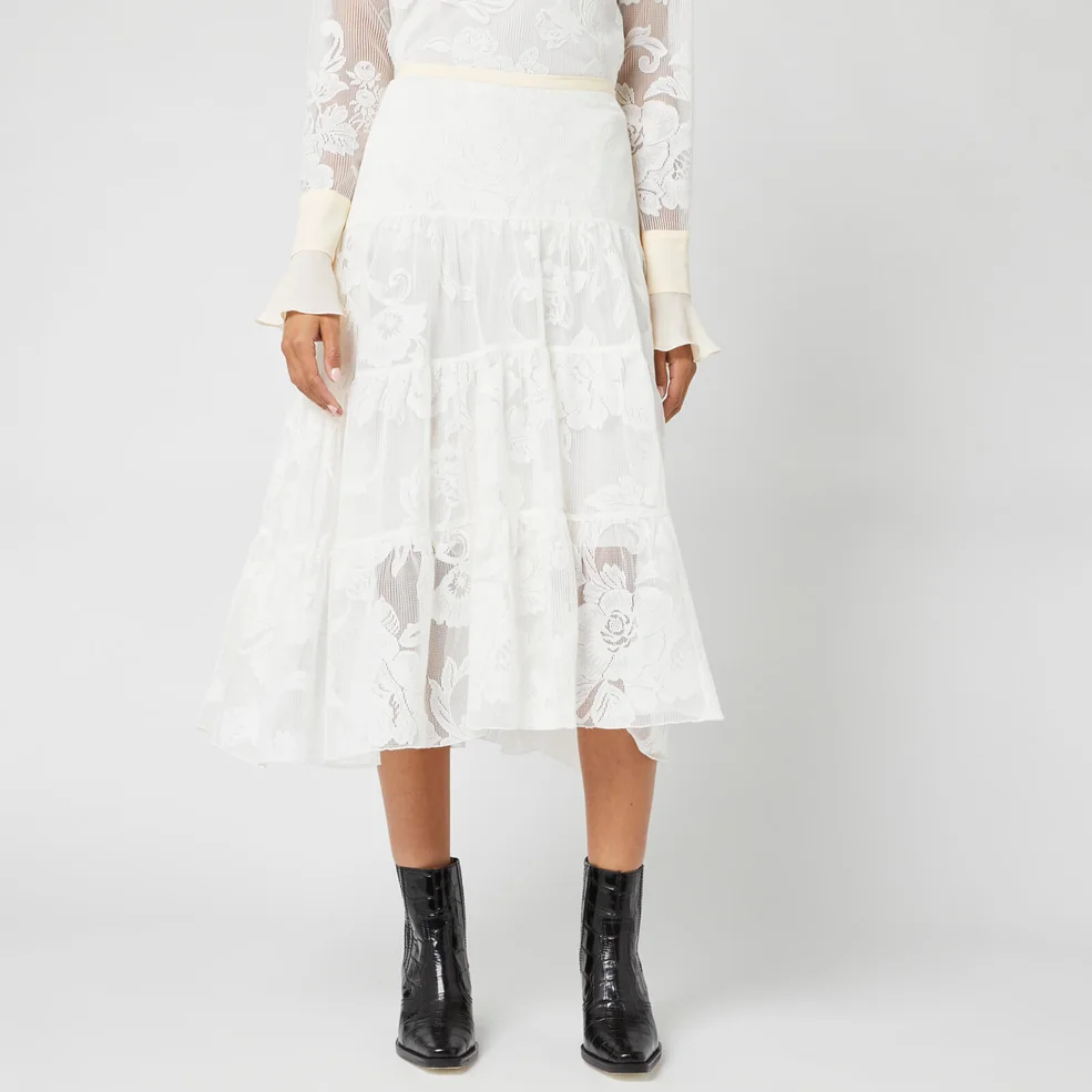 See By Chloé Women's Lace Detail Midi Skirt - Iconic Milk Image 1