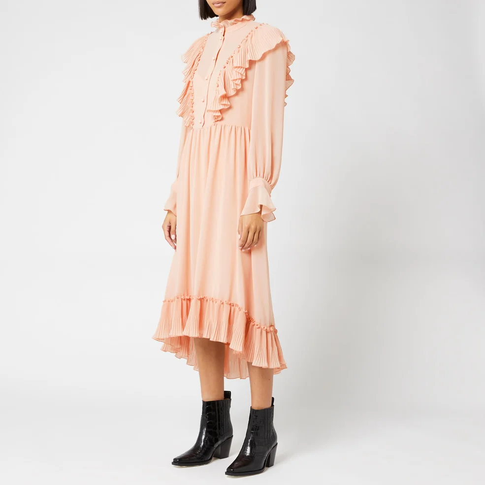 See By Chloé Women's Frill Detail Midi Dress - Smokey Pink Image 1