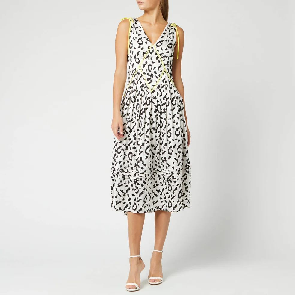Self-Portrait Women's Sleeveless Leopard Print Dress - Cream/Black Image 1