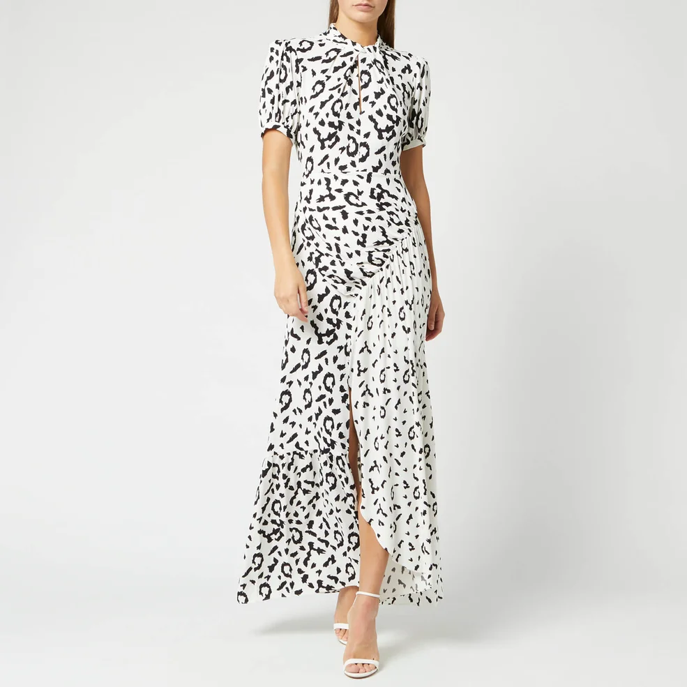 Self-Portrait Women's Leopard Printed Crepe Maxi Dress - Cream/Black Image 1
