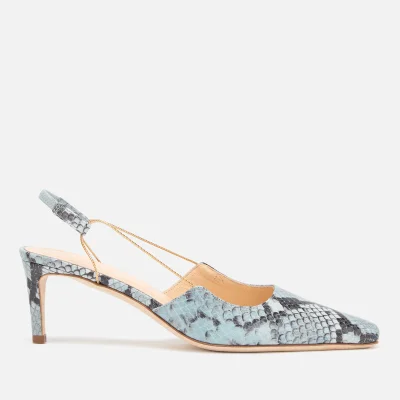 BY FAR Women's Gabriella Snake Print Leather Sling Back Court Shoes - Light Blue