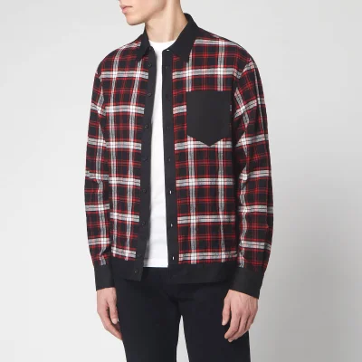 Dsquared2 Men's Cotton and Check Bowling Shirt with Logo Print On Back - Black/Red/White