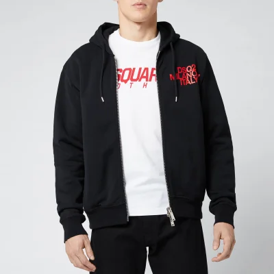 Dsquared2 Men's Cool Fit Zip Through Hoodie with Logo Back - Black