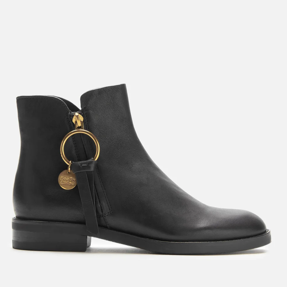 See By Chloé Women's Leather Flat Ankle Boots - Nero Image 1