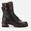 See By Chloé Women's Leather Lace Up Military Boots - Nero - Image 1