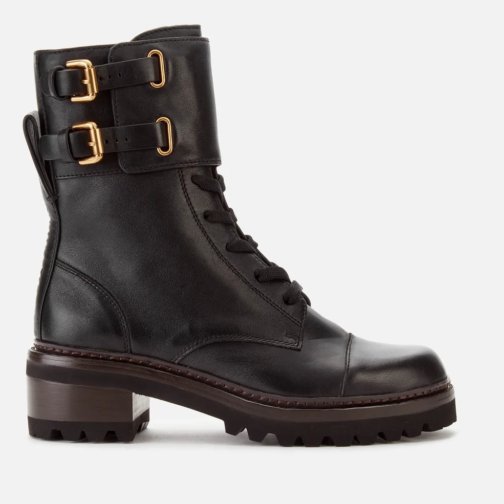 See By Chloé Women's Leather Lace Up Military Boots - Nero Image 1