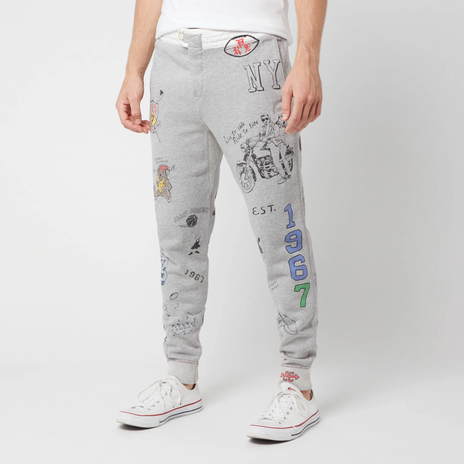 Polo Ralph Lauren Men's Graffiti College Sweatpants - Light Grey Heather Image 1
