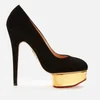 Charlotte Olympia Women's Dolly Suede Platform Court Shoes - Black - Image 1