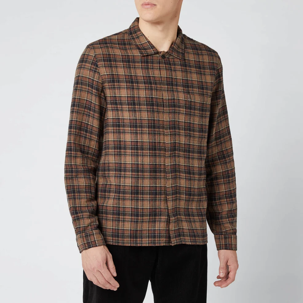 Folk Men's Patch Shirt - Brown Multi Check Image 1